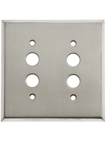 Classic Double Gang Push Button Switch Plate In Brushed Stainless.